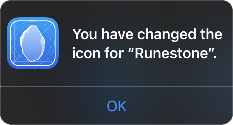 An alert showing that the app icon was successfully changed