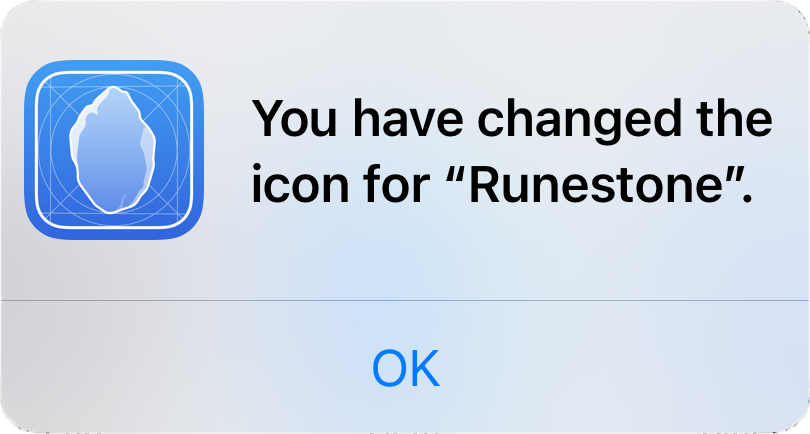 An alert showing that the app icon was successfully changed