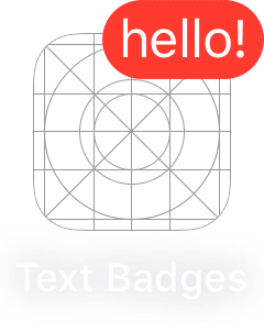 An app icon with a badge that says hello