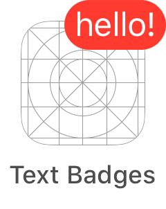 An app icon with a badge that says hello